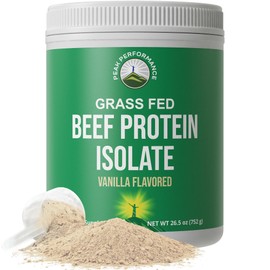 Grass Fed Beef Protein Powder - Lactose Free Great Tasting Beef Protein Isolate. Complete Animal Based Non Dairy Paleo Carnivore Protein Supplement for Prime Muscle Building. No Whey. Vanilla Flavor
