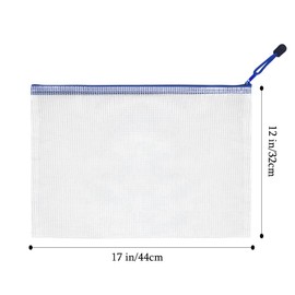 HLDInie Mesh Zipper Pouch Bags,A3 Zipper Bags for Organizing Storage, Waterproof Zipper Pouches, Bigger Size, File Bags for School and Office Supplies (24pcs)