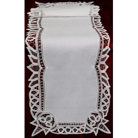 Creative Linens White Battenburg Lace Table Runner 16x70 Inch Dresser Scarf, 100% Cotton (16x70 oblong-1pc)