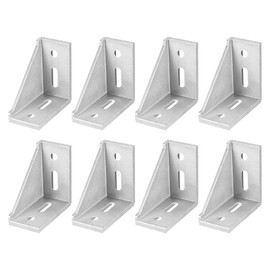 sourcing map 8Pcs Inside Corner Bracket Gusset, 77x77x40mm 4080 Angle Connectors for 4040/4080 Series Aluminum Extrusion Profile Silver