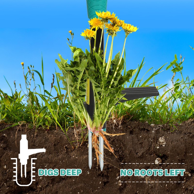 Breeze Touch 39" Weed Pulling Tool, 3-Claw Detachable Weed Puller