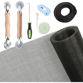 Window Screen and Screen Door Repair Kit, 48" x 118" Charcoal Fiberglass Mesh with Rolling Tool Set (TOOLTRIZ)