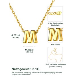ChicSilver Letter Chain A to Z Platinum / 18 Carat Necklace with Letter Pendant with Jewellery Box for Women and Girls 925 Sterling Silver, 18K Gold Plated, m