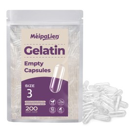 Empty Capsules for Filling Size 3 - Pack of 200 Empty Gelatin Capsules, Quick Resolution, Small Pack, Halal, Non-GMO, Gluten Free, Compatible with Capsule Filler, Ideal for Homemade