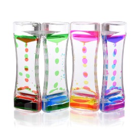 Special Supplies Liquid Motion Bubbler Toy (4-Pack) Colorful Hourglass Timer with Droplet Movement, Bedroom, Kitchen, Bathroom Sensory Play, Cool Home or Desk Decor