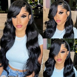 Nognut 16 Inch 13x6 Body Wave Lace Front Wigs Human Hair Pre Plucked 200% Density Transparent Lace Frontal Wig Human Hair Glueless wigs With Baby Hair