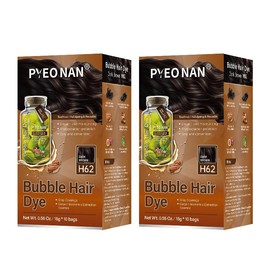 PYEONAN Unisex Bubble Hair Dye: Natural Plant Extracts for 2-in-1 Gray Coverage & Hair Care, Transforms Gray to Black or Dark Brown, Ammonia-Free, 5.6 Oz/160g - Color: Drak Brown(2pcs, better price)