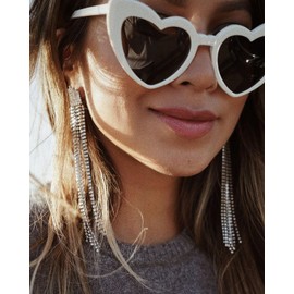 BOBLUEON Heart Sunglasses for Women Oversized Retro Cat Eye Heart Shaped Glasses