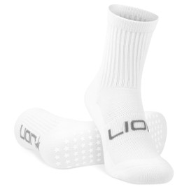 Women's Crew Non-Slip Grip Socks for Gym, Yoga, and Sports - Anti-Slip Workout Socks, Breathable Design, Available in Adult Sizes - White
