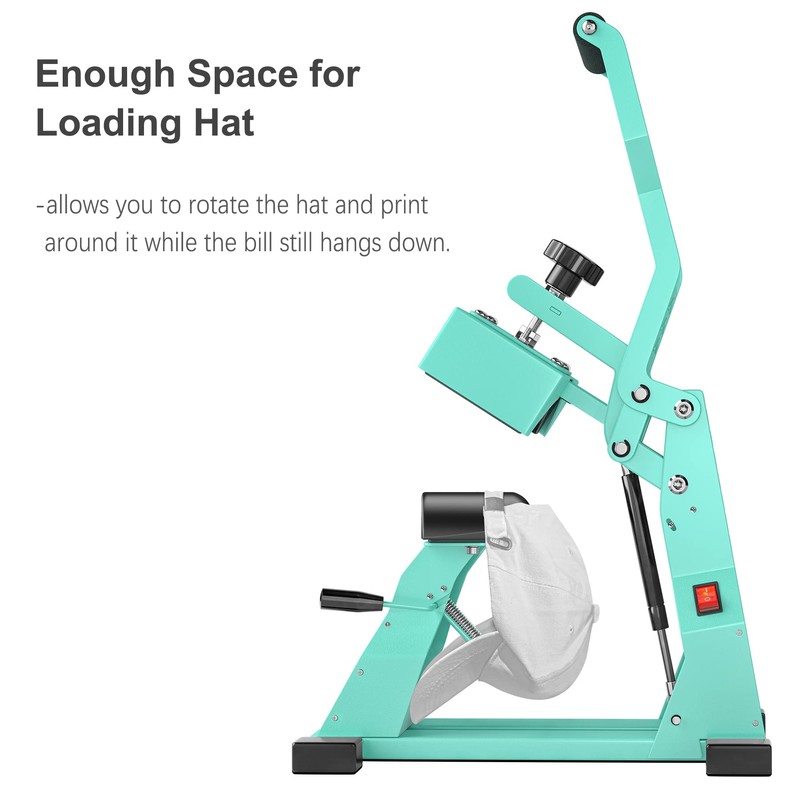 Hat Heat Press Machine for Caps with 2pcs Interchangeable Platens(6.7"x3.8",