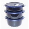 Tupperware Vent 'N Serve Set of 3 Rounds - Microwave and Freezer Safe Containers in Indigo Blue