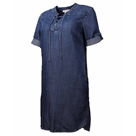 Philosophy Womens Tencel Lace Up Denim Dress (Small, Dark Wash)