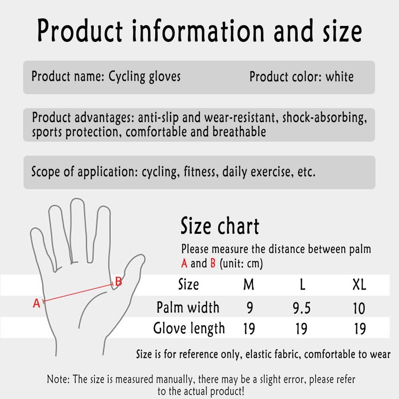Generisch MTB Gloves, Half Finger Summer Cycling Gloves for Men