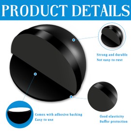 SOXUI 2 Pcs Self Adhesive Door Stoppers – Stainless Steel Floor Door Stop Wall Protector | Half Dome Floor Gate Block for Living Room, Bedroom, Bathroom, Office | Black