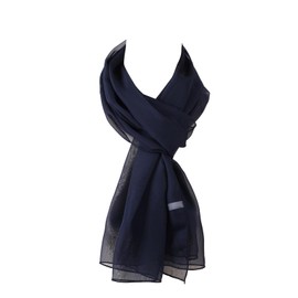World of Shawls Chiffon Scarves Wraps for Wedding Party Special Occasions Women Plain Neck Scarf Soft Headwrap Girls Headscarf Sheer Wrap (Navy Blue)
