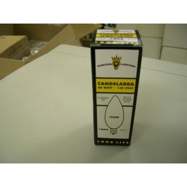HORIZON 60WATT TORPEDO BULB, CANDELABRA BASE, CLEAR. LONG LIFE, CASE OF 25