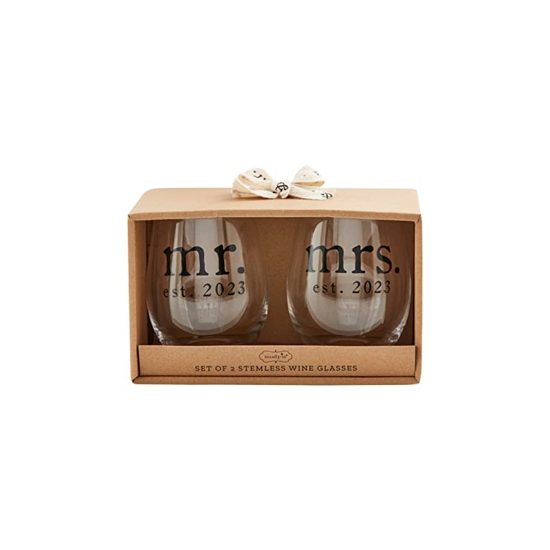 Mud Pie Mr Mrs Wine Glass 2023