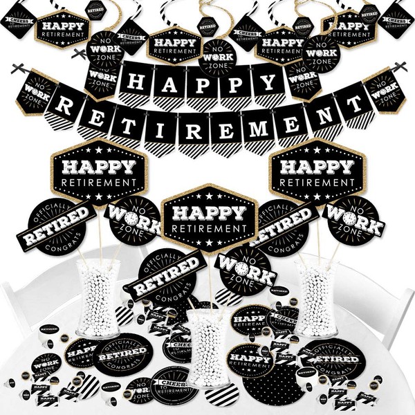 Big Dot of Happiness Happy Retirement - Retirement Party Supplies - Banner Decoration Kit - Fundle Bundle