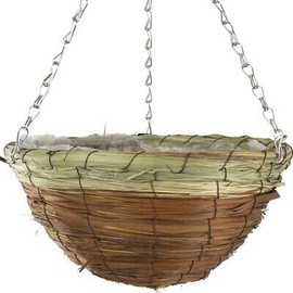 Fyne-Finds 30cm, 12Inch Natural Round Brown Wicker Hanging Basket Lined Rattan Willow Planter