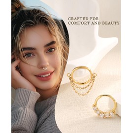 Tomovely Gold Septum Rings 16g Septum Piercing Daith Clicker Jewelry Nose Ring