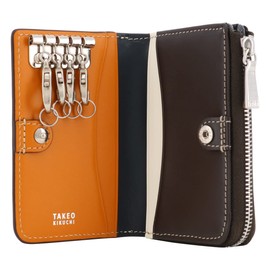 Takeokikuchi 780612 Men's Genuine Leather Key Case, Margot II, 4 Row Coin Purse, Pass Case, Commuter Pass/Coin Case, IC Card, Leather, Cowhide Leather, [04] Camel