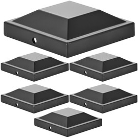 Dunzy 6 Pack Aluminum 3" x 3" Heavy Duty Post Caps for Actual 3" x 3" Metal Wood Fence Deck Corridors Mailbox Posts End Cover Black Spray Protection Post Topper Weatherproof Corrosion-Resistant