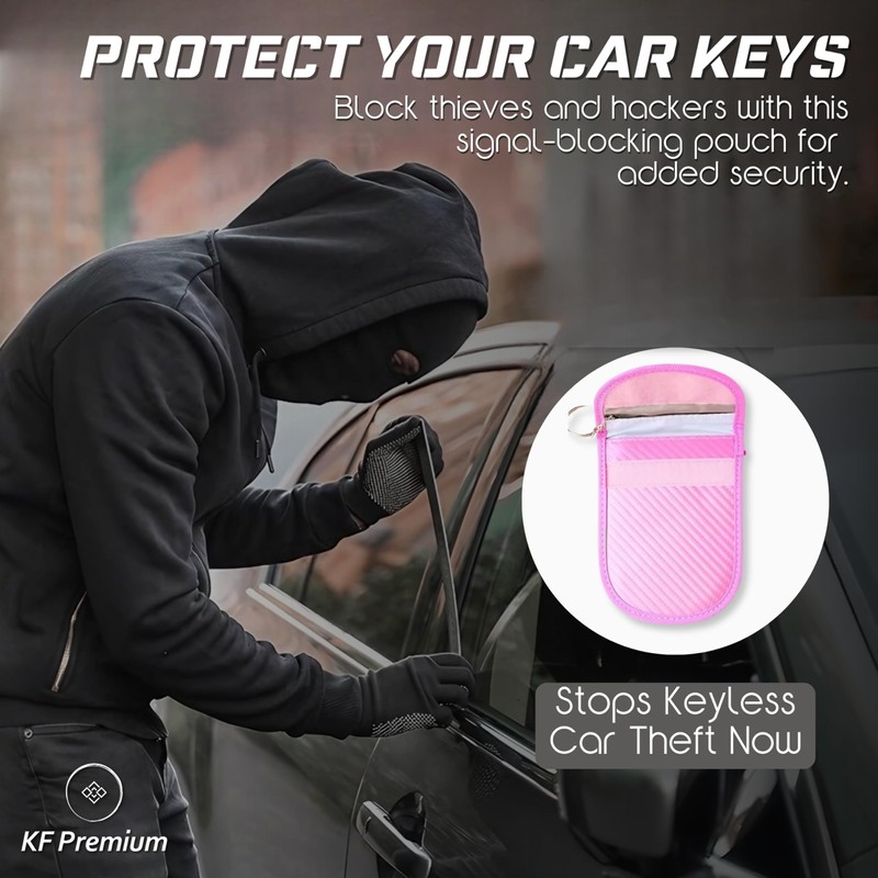 KF Premium Pink Faraday Pouch for Car Keys – Signal