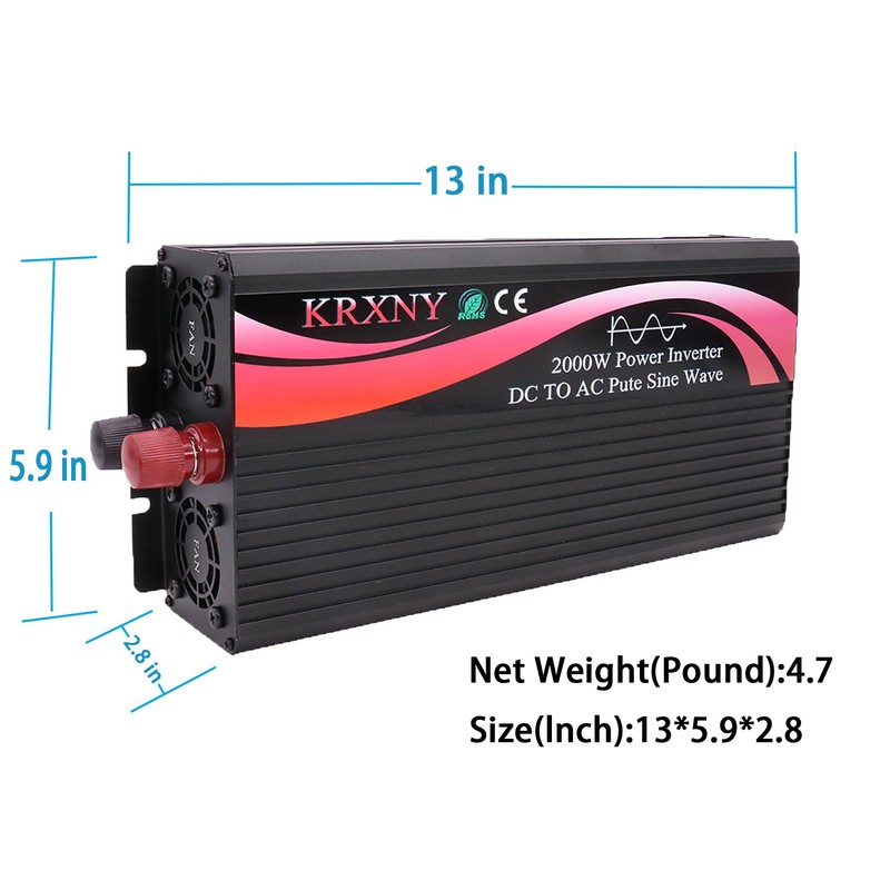 KRXNY Power Inverter Converter 2000W 24V DC to 110V 120V