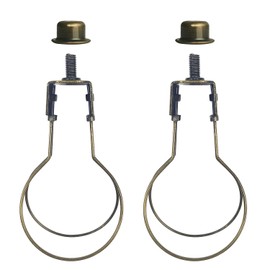 ECUDIS 2 Pack Lamp Shade Light Bulb Clip Lampshade Adapter with Finial, Antique Brass