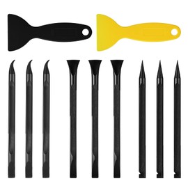 Qianyu 11 Pcs Kitchen Scraper Cleaning Pen Plastic Scraper Tool Non-Scratch Crevice Clean Tool Stiff Multi-Purpose Label Scraper for Car Tight Spaces Removing Oil Stains Food Dirt Paint