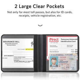 CoBak Car Registration and Insurance Holder - Men and Women Small Lightweight Vehicle Glove Box Car Organizer, Auto Truck Comparment Accessories Case for Essential Document, Driver License (Black)