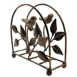 Set of 2 Cast Iron Bird & Tree Classic Napkin Holder/Tabletop Freestanding Tissue Dispenser, Bronze