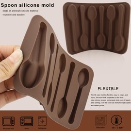 2 Pack Spoon Shaped Chocolate Molds 6 Cavities Silicone Spoon Mold Candy Making Molds DIY Specialty Bakeware Candy Cane Spoons Mold Handmade Chocolate Stirring Spoons Mold