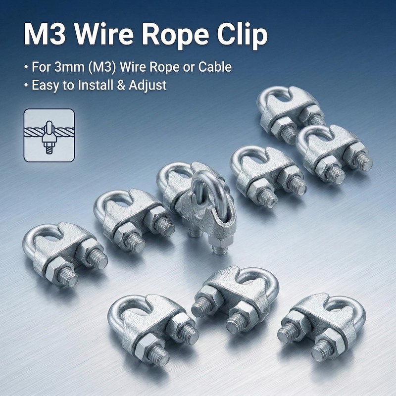 Ciyivak 20 PCS 1/8 Inch Wire Rope Clamp Clip, M3