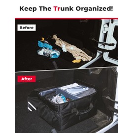 KEMIMOTO Golf Trunk Organizer Collapsible 1680D Waterproof Golf Trunk Organizer for Car, SUV, Large Storage Space to Store Golf Accessories, Great Gift for Golfers, Black