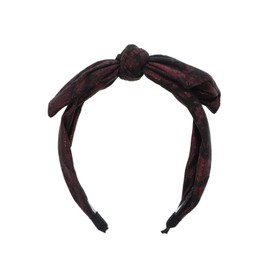 Metallic Covered Holiday Headband With Wired Bow for Women and Girls - Red