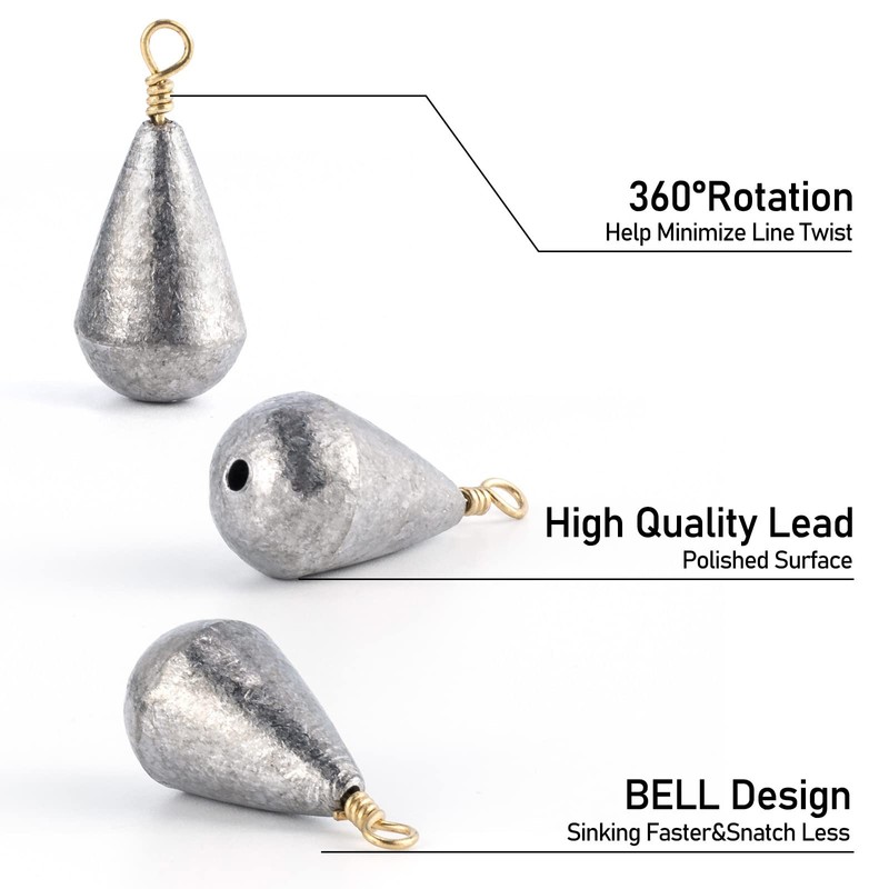 Dr.Fish 30 Pack Bass Casting Sinker Weights Lead Bell Drop