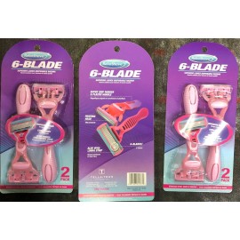 Reliashave 3 -Pack ReliaShave 6-Blade  Superior  Ladies Disposable Razors- Stainless Steel