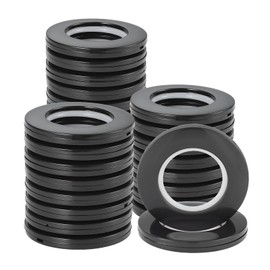 Coolty Pack of 32 Curtain Eyelet Rings Made of Plastic, Round Rings Clip 40 mm Inner Diameter Curtains Eyelets for Window Curtain, Shower Curtain, Home Accessories Decoration (Black)