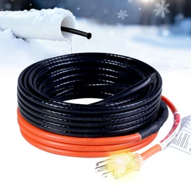 HEATIT Sewage Pipe Heating Cable for Buried Pipes, Wastewater Systems, Sump Pumps, Roof De-Icing, 120V Self-Regulating, Fluoropolymer Corrosion-Proof, Freeze Protection,JHSF1-CT,50FT