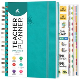 Clever Fox Teacher Planner Spiral – School Year Planner with Calendars & Lesson Plans – Teacher Plan Book for Classroom & Homeschool Organization - Undated, 7.9x10″ (Turquoise)