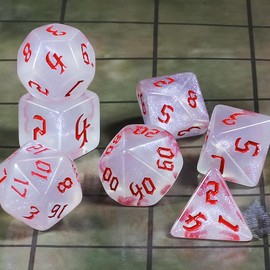 CiaraQ DND Polyhedral Dice Set for Dungeons and Dragons RPG MTG Role Playing Table Games-with 1 Dice Pouch (White + Glitter)