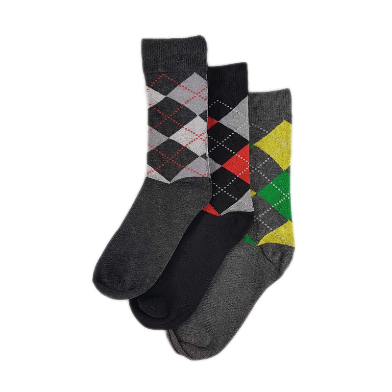 Sockstack® 12 Pairs Of Men's Argyle Diamond Designer Socks, Cotton