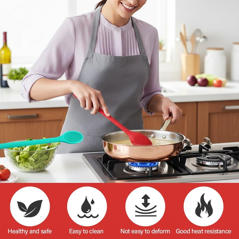 2pcs Extra Long Silicone Mixing Spoon,12 Inch Nonstick Heat Resistant