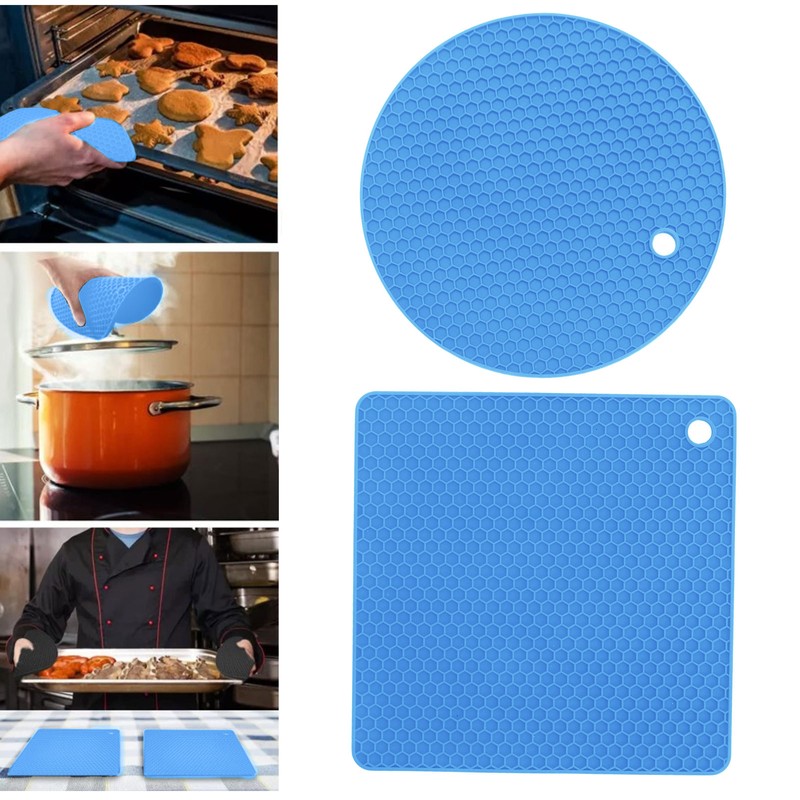 5 PCS 2 Round 3 Square Silicone Honeycomb Mat Multipurpose