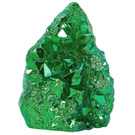 KYEYGWO Natural Irregular Green Titanium Coated Rock Crystal Mineral Cluster Crystal Specimen Reiki Gemstone Decorative Stones Ornaments, 55-105 mm