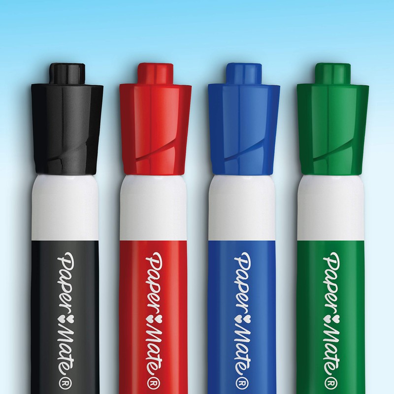Paper Mate Low Odour Whiteboard Markers, Bullet Tip, Red Ink,