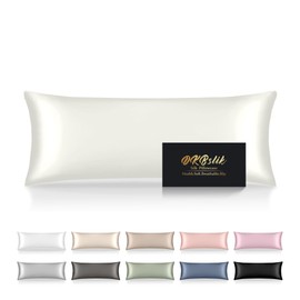 Silk Body Pillow Cases, Mulberry Silk Body Pillow Cover with Zipper, Smooth, Anti Acne, Cooling Sleep Both Sides Natural Silk Satin 20x54 Body Pillowcase, Gifts for Women Men, Ivory