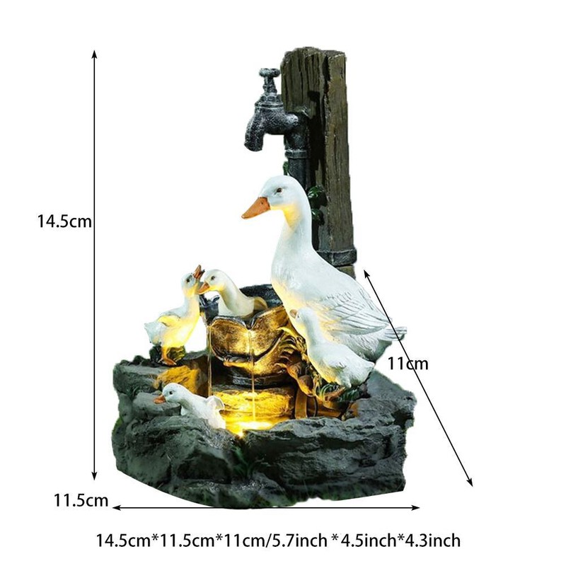 Animal Garden Statue Cute LED Duck Water Fountain Statue Home