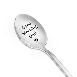 Dad Daddy Spoon Gifts from Daughter Son Good Morning Dad Spoon Birthday Christmas Gift for Father Daddy from Kids Father's Day Gifts for Dad Ice Cream Peanut Butter Spoons